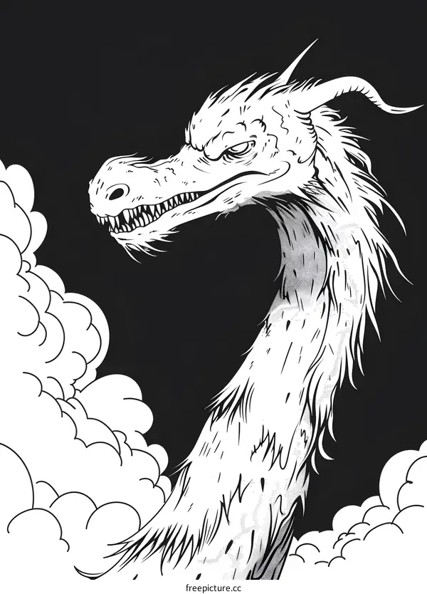 Dragon Illustration Black and White