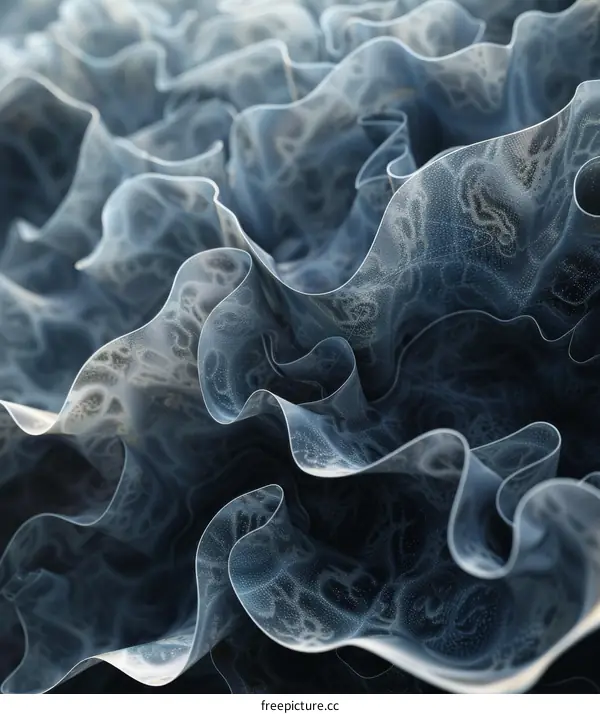 Abstract Blue and Gray Wavy Surface 3D Rendering