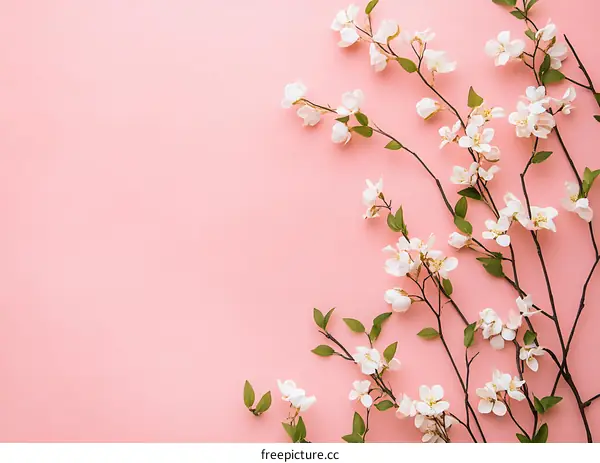 Pink Background with White Flowers