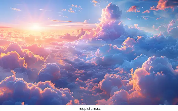 Above the cloudscape during sunset