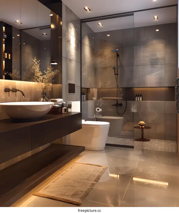 Modern and minimalist bathroom
