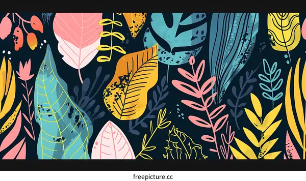 Abstract Tropical Leaves Seamless Pattern