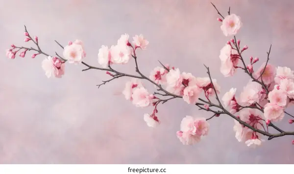 An illustration of cherry blossoms against a pink background