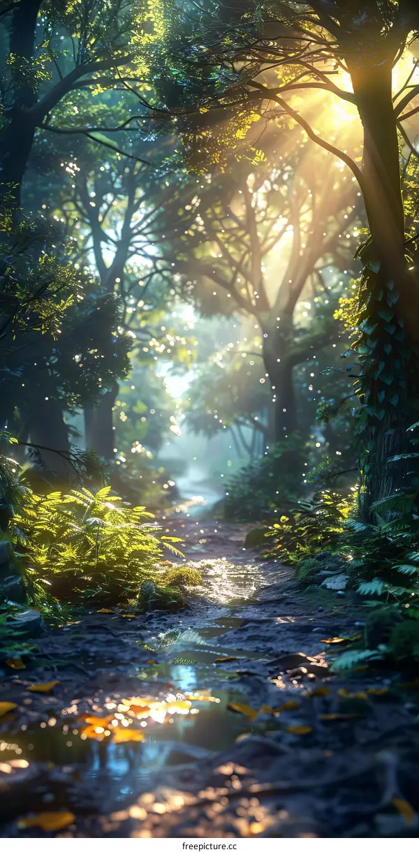 Sunbeams Through the Forest