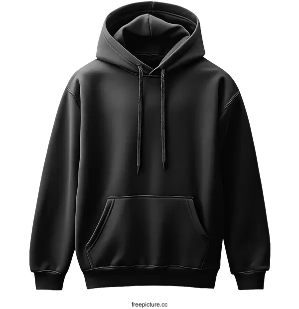 [Transparent Background PNG]Black Hoodie Mockup Front View
