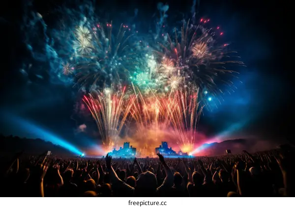 Fireworks Display at a Music Festival