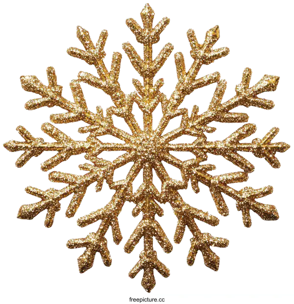 [Transparent Background PNG]Golden Glitter Snowflake Ornament