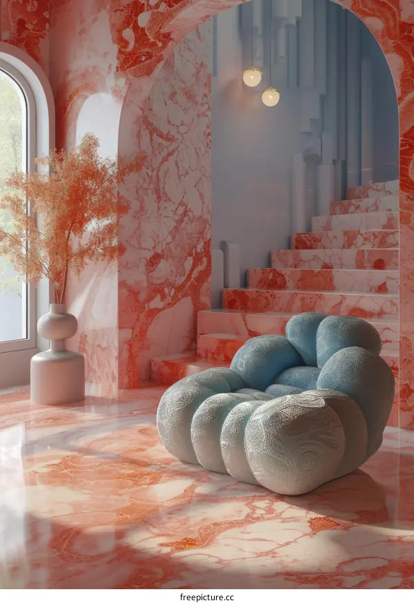 Stylish Modern Interior Design with a Luxurious Lounge Chair