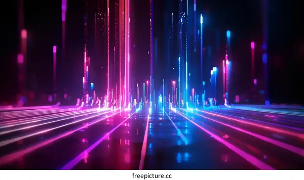 Blue and purple glowing digital city