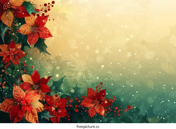 Christmas Illustration with Festive Flowers and Elements