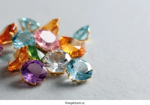 Colorful Gemstones Collection Closeup