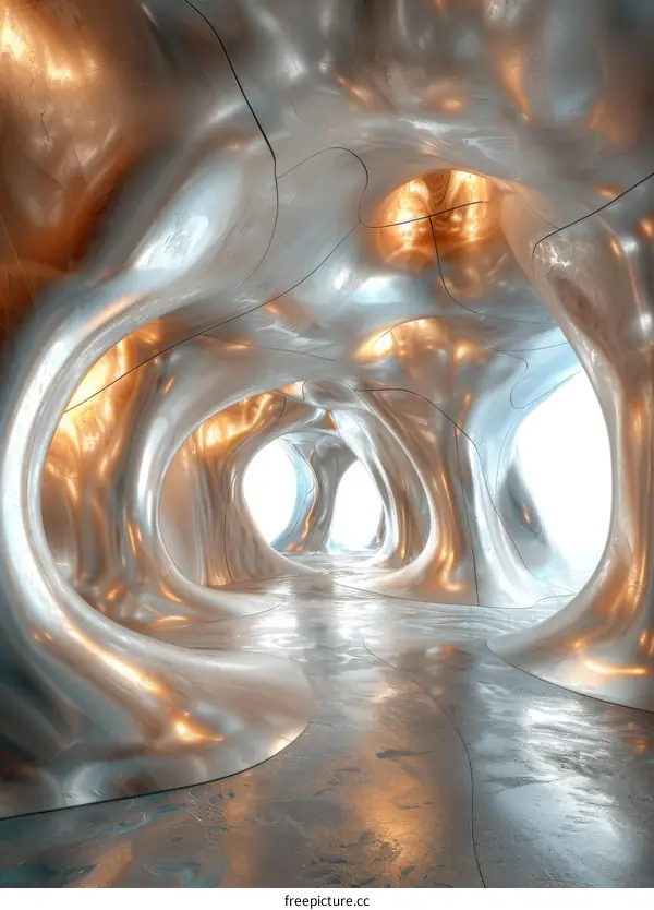 Abstract Metallic Tunnel Interior