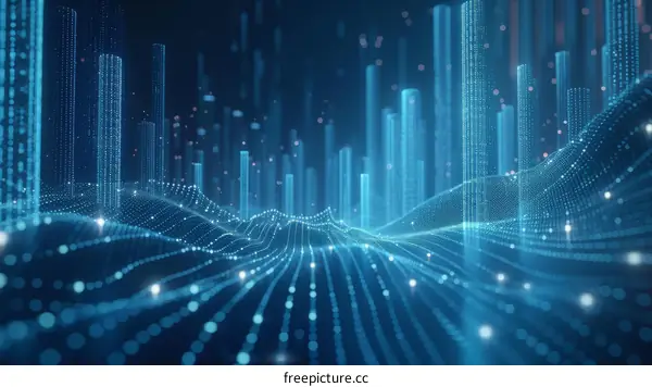 Blue glowing digital city