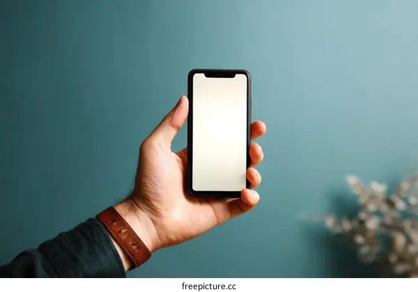 Hand Holding Smartphone with Blank Screen