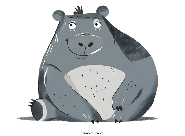 [Transparent Background PNG]Cute Gray Bear Sitting With A Smile