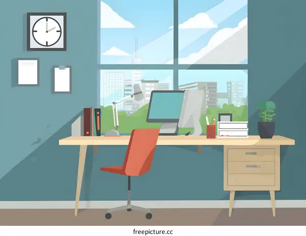 Modern Office Workspace With Desk and Computer