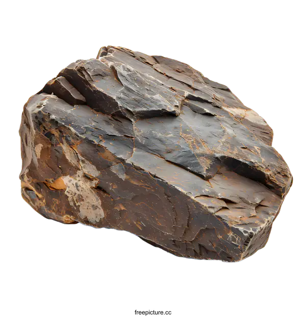 [Transparent Background PNG]Close Up of a Rough Brown Rock on a White Background