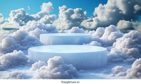 Floating Ice Pedestals Among Clouds
