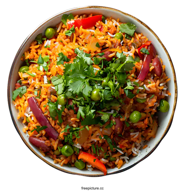 [Transparent Background PNG]Indian food, Rice, Beans, Peas, Onion, Cilantro