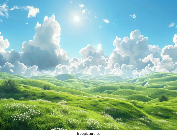 Green Hills Under a Blue Sky