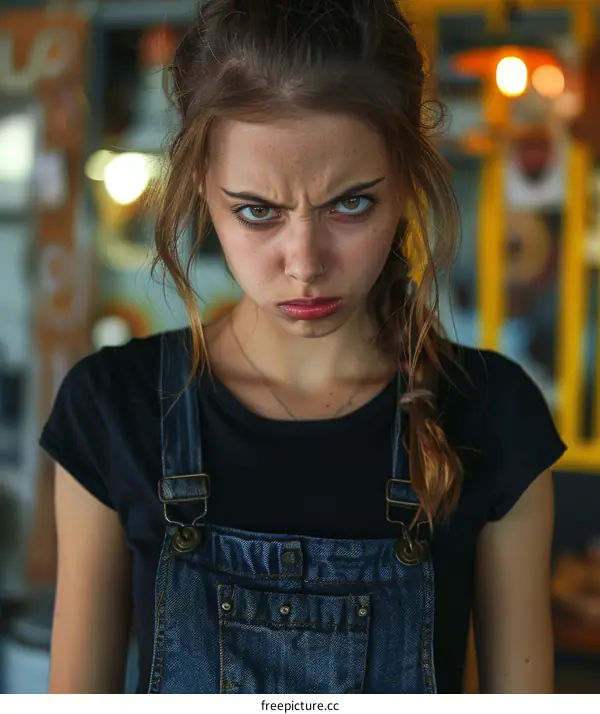 Closeup Portrait of an Angry Woman