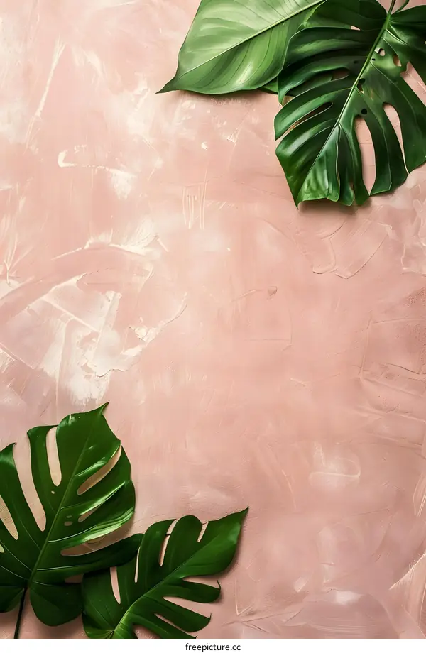 Tropical Leaf on Pink Background