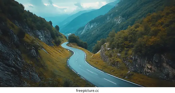 Winding Road Through Mountain Pass