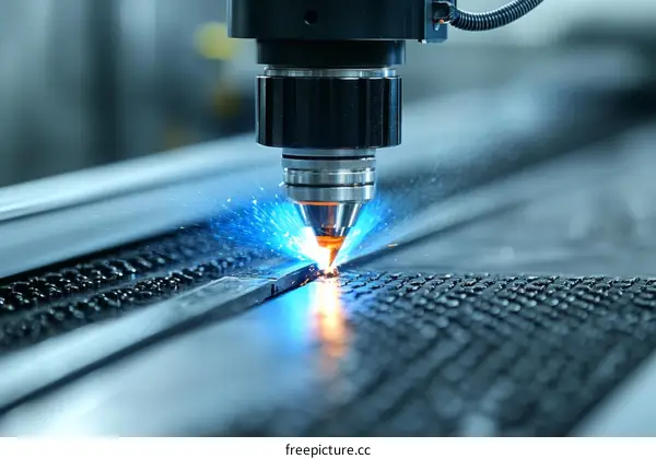 Industrial Laser Cutting Process Close-up
