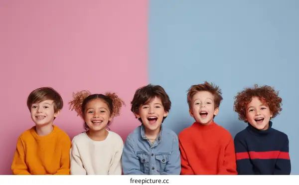 Happy Children Smiling Multiethnic Group Portrait