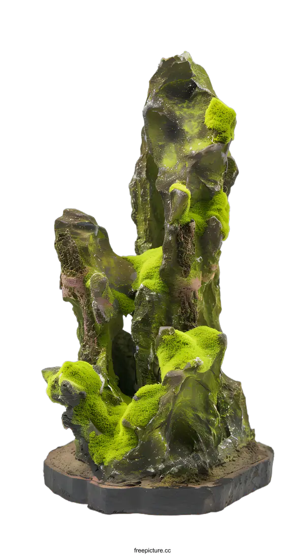 [Transparent Background PNG]Green Mossy Rock Formation