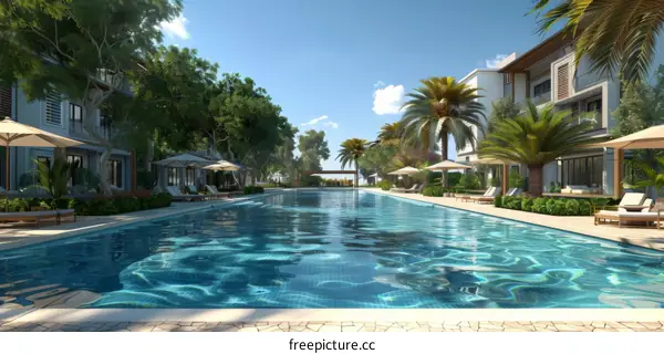 Luxury Resort Poolside Relaxation and Vacation