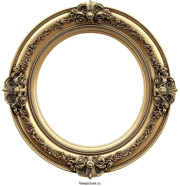 [Transparent Background PNG]Ornate Gold Circular Picture Frame