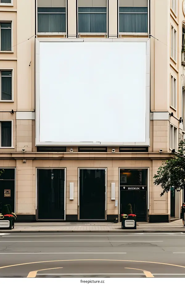 Blank Billboard on Building in City