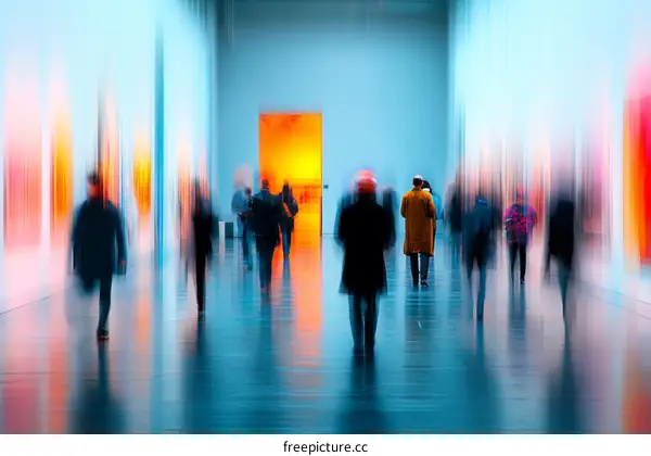 Art Gallery Crowded with Visitors