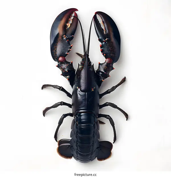 Black lobster on white background