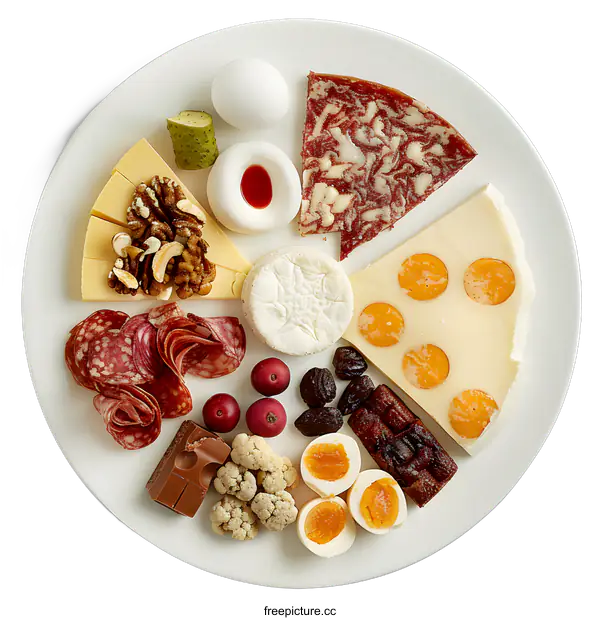 [Transparent Background PNG]Variety of Food Items on a White Plate