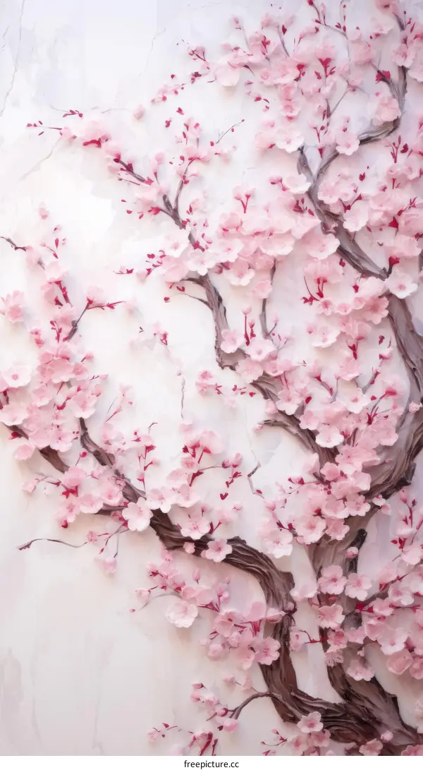 Cherry Blossom Illustration: Delicate Pink Flowers in Bloom