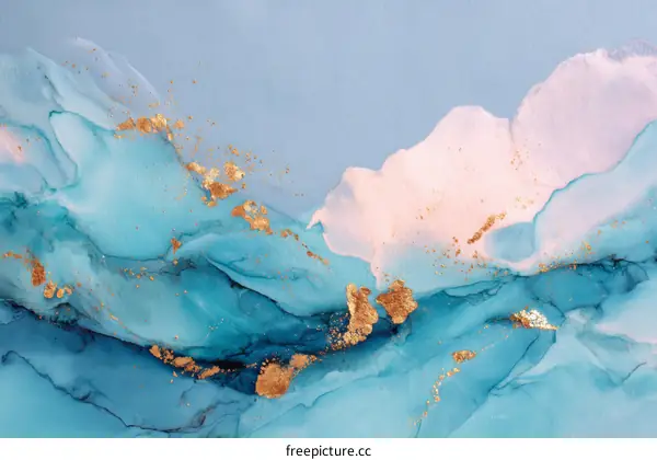 Abstract Blue and Pink Flowing Art