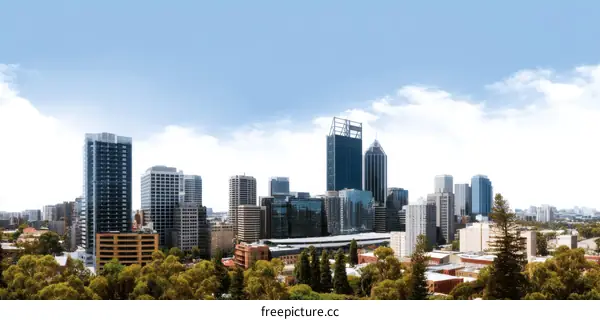 Perth City Skyline on a Sunny Day