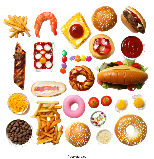 [Transparent Background PNG]Food Collage with White Background
