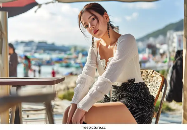 Asian Woman Outdoors Stylish Fashion Portrait