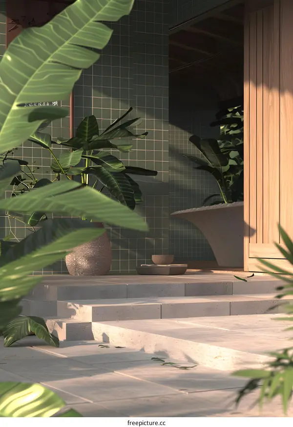 Tropical Minimalist Architecture Patio Design