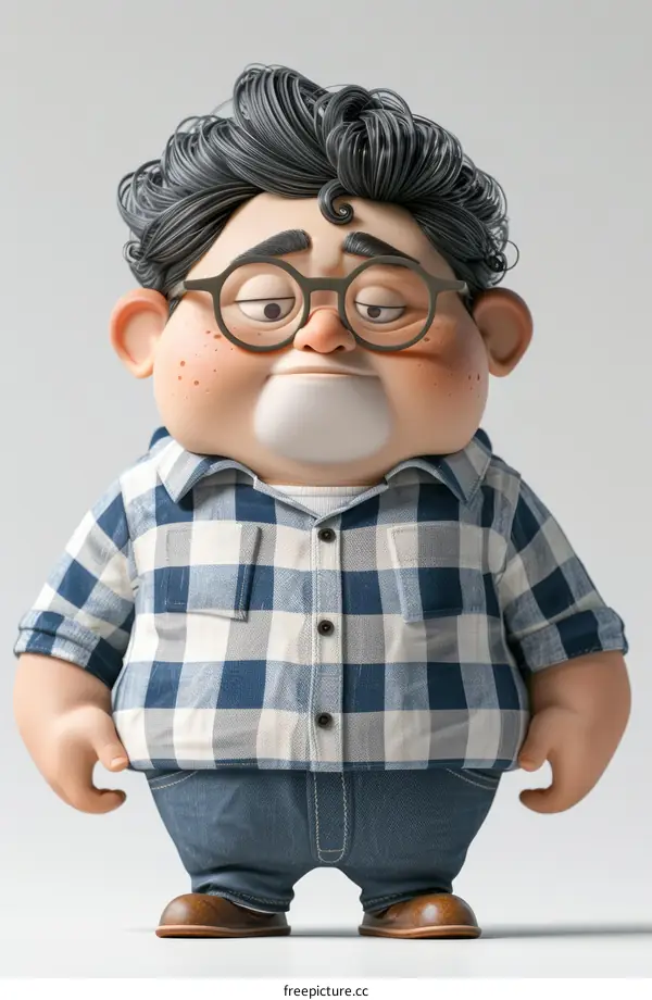 Chubby man with glasses