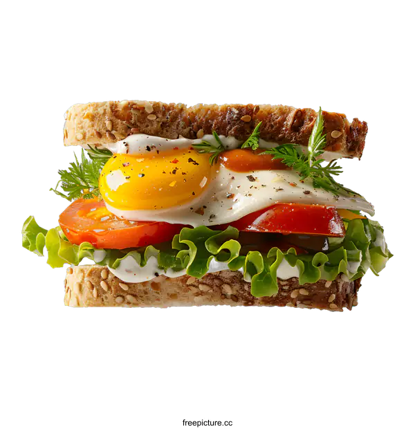 [Transparent Background PNG]Floating Egg and Tomato Sandwich