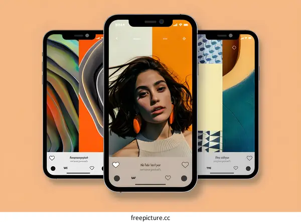 Three Mobile Phones with Different Social Media Apps Open