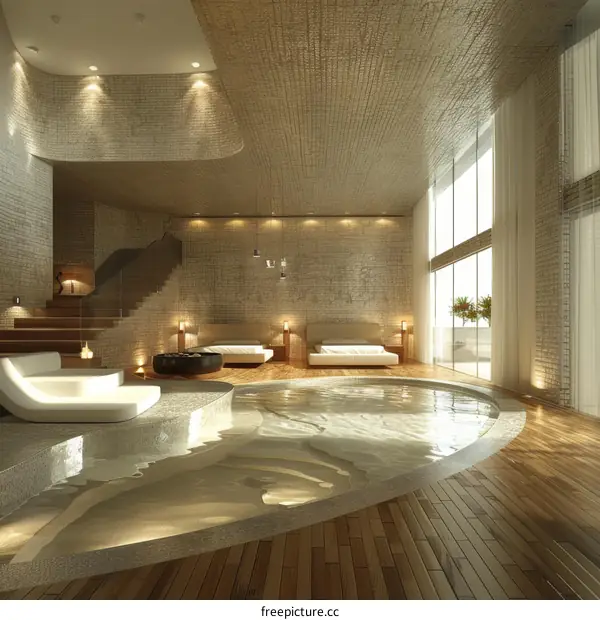 Luxury Indoor Swimming Pool with Modern Interior Design