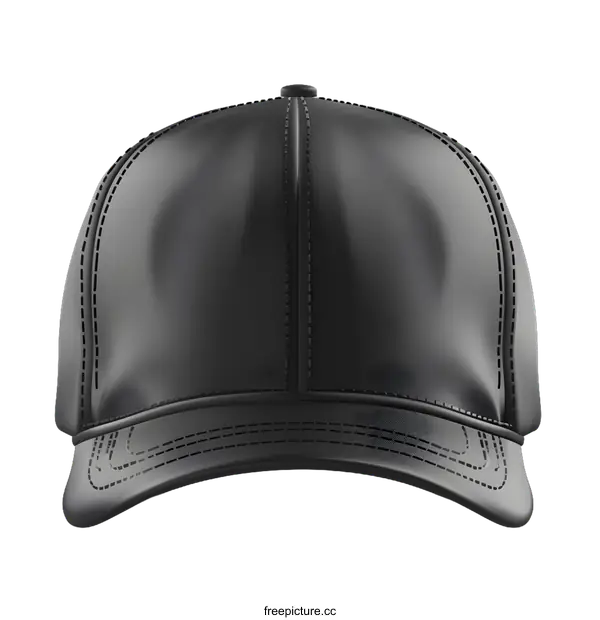 [Transparent Background PNG]Black Leather Baseball Cap Mockup