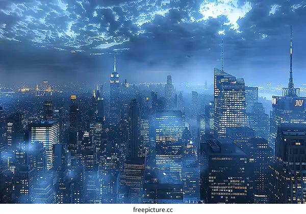 Nighttime Skyline of New York City