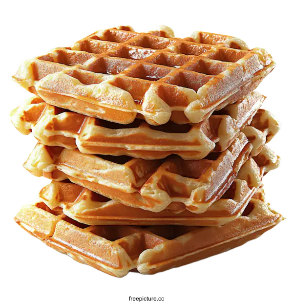 [Transparent Background PNG]Delicious Stacked Waffles Close-up