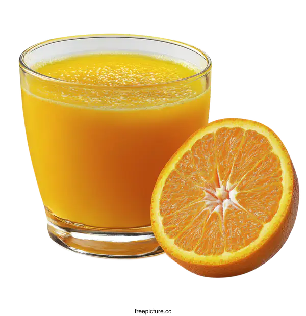 [Transparent Background PNG]Fresh Orange Juice and Orange Slice